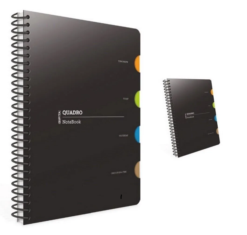 Gıpta Quadro Spiralli 4 Seperatörlü PP Kapak 150 Yaprak Kareli Okul Defteri 17x24